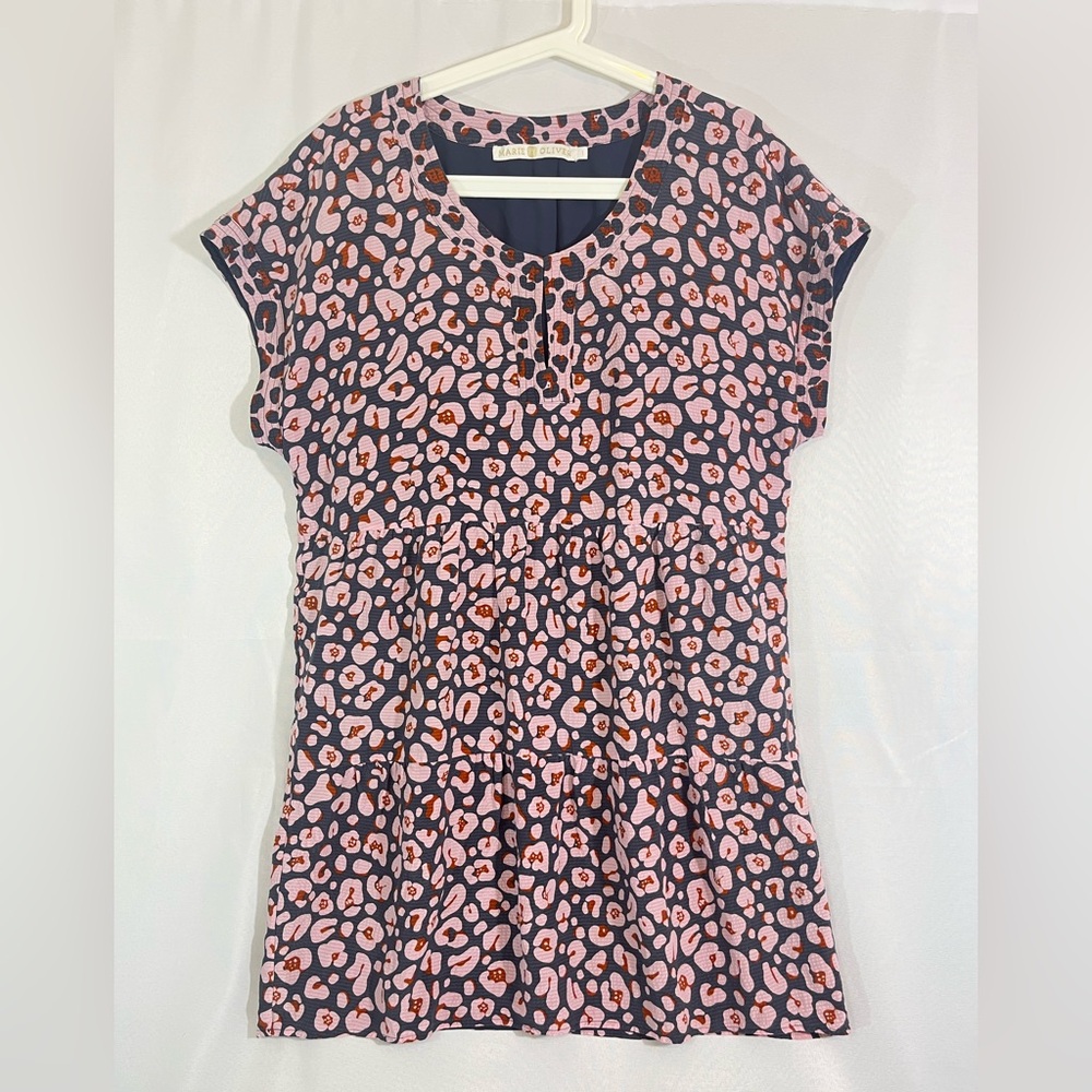 Marie Oliver Tori Silk Leopard Print Mini Dress - Cap Sleeve Lined